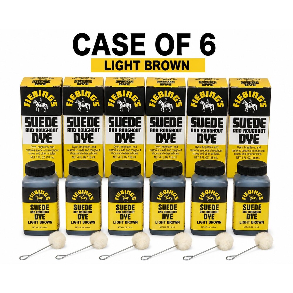 Fiebing's Suede & Roughout Dye Light Brown 4 oz Case of 6 Leather Dye NEW